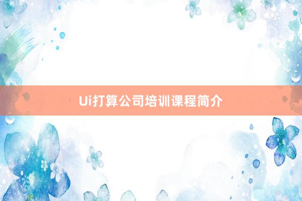 Ui打算公司培训课程简介
